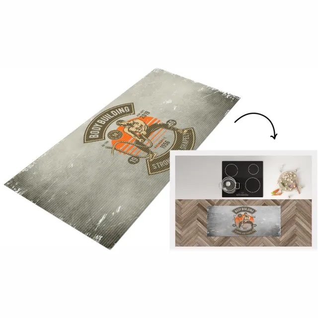 KitchenYeah Keukenloper - Loper keuken - Vintage - Gym - Touw - Keukenloper vinyl Multicolor