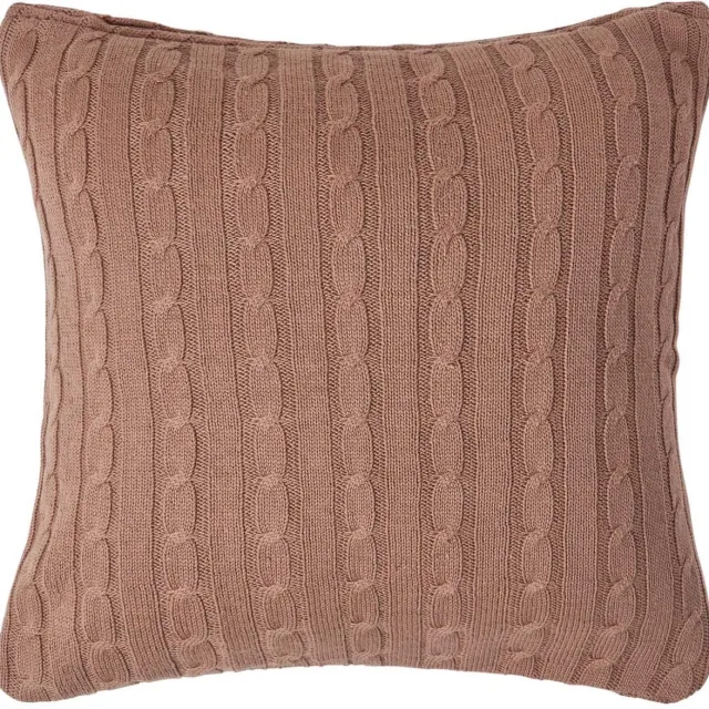 Homescapes kabelgebreide kussenhoes in bruin, 100% katoen, 45 x 45 cm