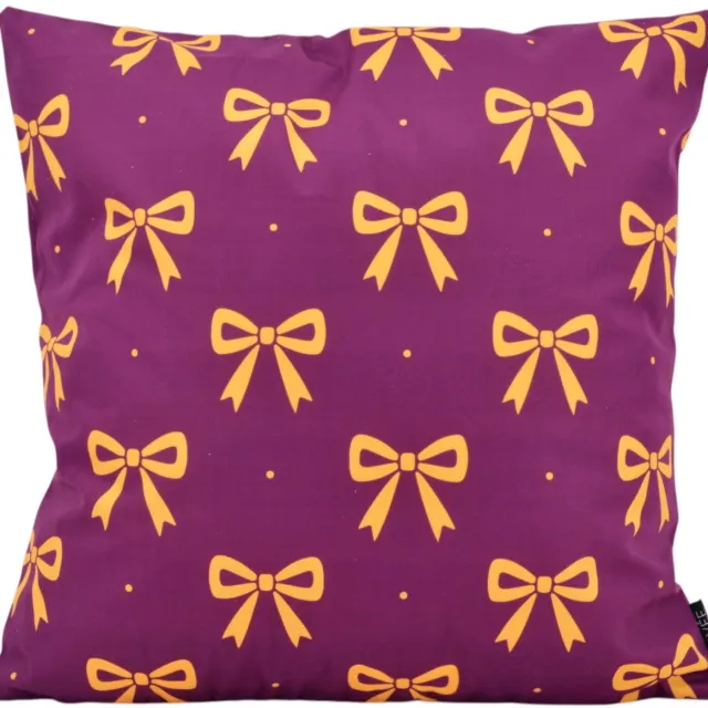 NOVÉE Bows & Dots Kussenhoes | 45x45 cm | Katoen/Polyester Aubergine