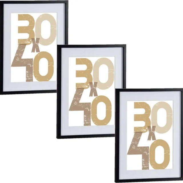Arte r 3x stuks houten fotolijst - zwart - 40 x 50 cm - fotolijstje - met passe-partout - decoratie