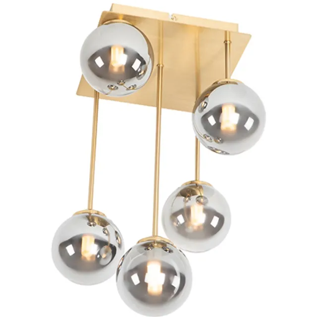 QAZQA athens - Landelijke Plafondlamp - 5 lichts - L 255 mm - Goud/messing - Woonkamer | Slaapkamer | Keuken