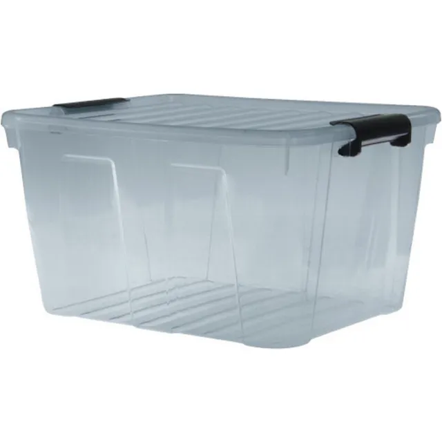 Plast Team Kunststof bak met vast deksel Home Box Plast Team 30L transparant geen