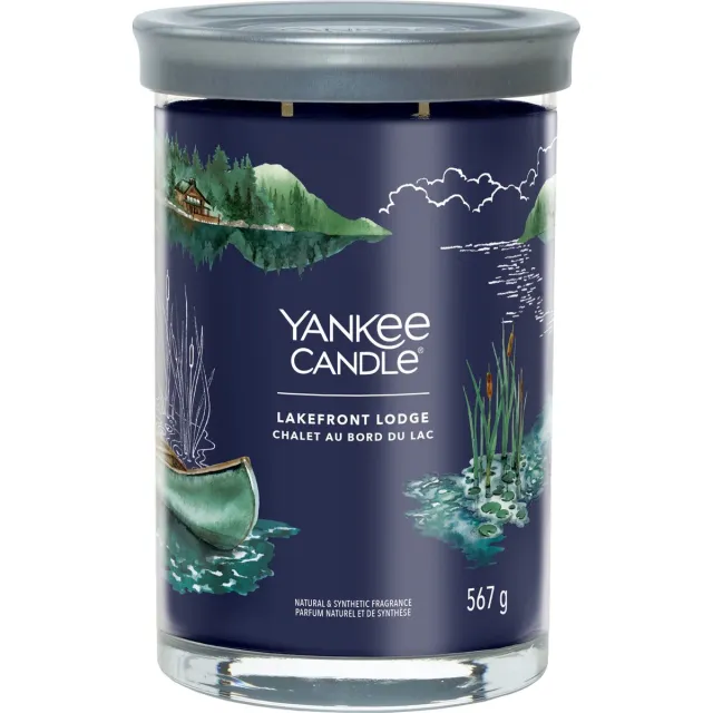 Yankee Candle Lakefront Lodge Large Tumbler Geurkaars - 100 branduren - twee lonten Donkerblauw