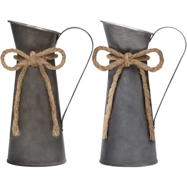 Unyqoos ® Charmante Vintage Metalen Bloemenvazen Set van 2 voor Stijlvolle Huisdecoratie brons, zilver
