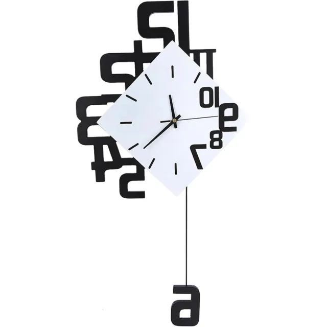 Jhubers goods Smeedijzeren Wandklok in Nordic Stijl voor Woonkamer en Bar - Wandmontage met Slinger - Grote Muurklok Funtabee. Wit