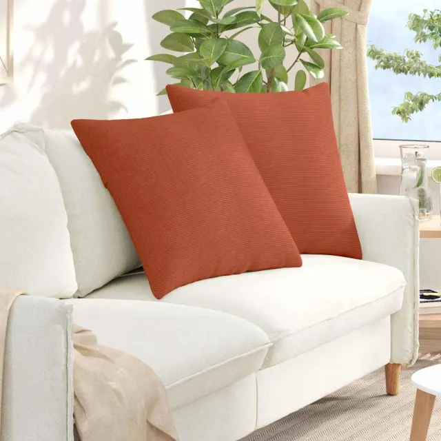 vidaXL Sofa Kussens 2 st Katoen Stof Rood-oranje 80 x 80 cm