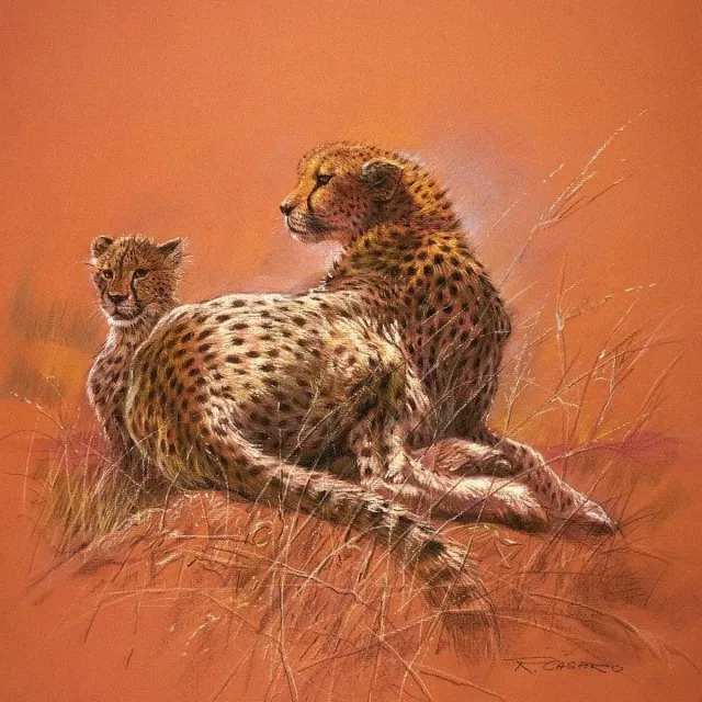 PGM Kunstdruk Renato Casaro - Cheetah Mother 50x50cm Divers