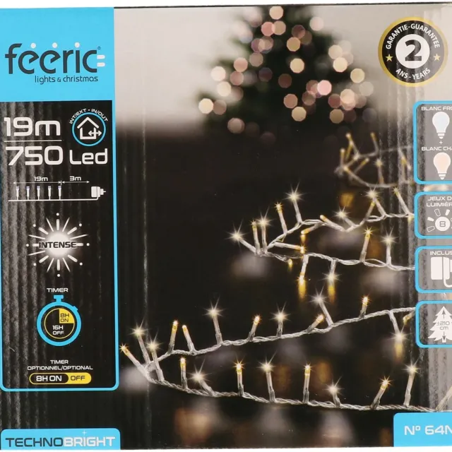 Feeric lights & Christmas Feeric lights and christmas Clusterverlichting - helder wit - 750 leds - 1875 cm - transparant snoer