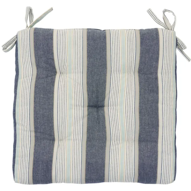 Madam Stoltz stoelkussen blauw (45x45 cm) blauw/wit/grijs