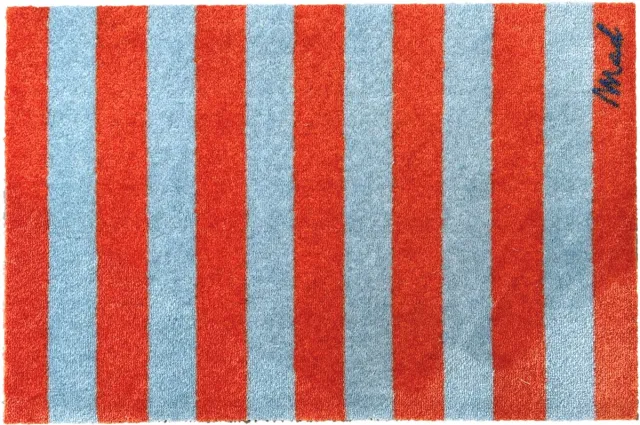 Mad About Mats DOMI - deurmat/badmat - strepen - droogloop/touch - wasbaar - 50x75cm Oranje, Blauw