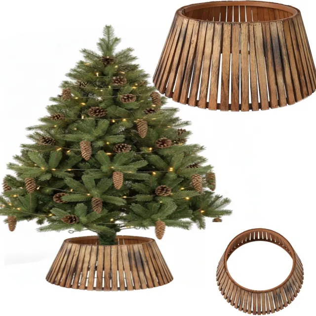 Coil Kerstboomrok, Kerstboomdeken, Kerstboomhoes, Kerstboomstandaard, Kerstboommand, Ovaal, Houtmultiplex, Bruin, Diameter: 66 cm Donkerbruin