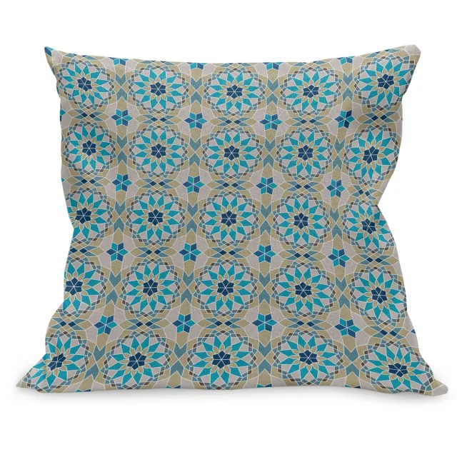 ABAKUHAUS Oosters Kussenhoes, Oosters Bloemen Wiederholung, Kussenhoes met Ritssluiting en Dubbelzijdige Print, 60 x 60 cm, Meerblau Dämmerung