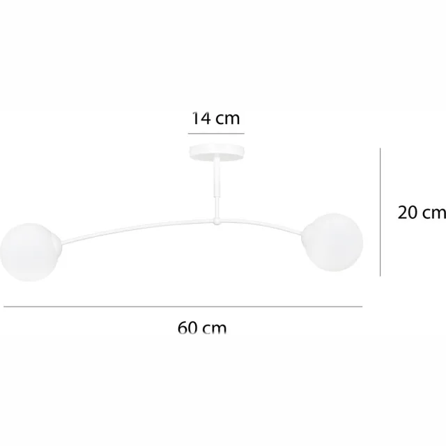 Emibig Lahti witte gebogen plafondlamp met 2 x E14 wit glazen bol - Perfect voor een moderne uitstraling in uw interieur