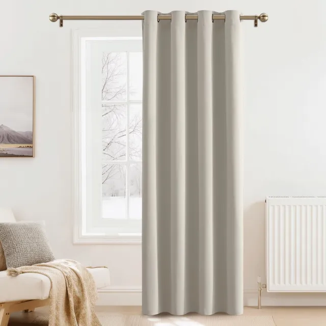 Famanu Thermische verduisteringsgordijn voor deur, 140B x 240H cm, blackout gordijn voor woonkamer, slaapkamer en eetkamer, biedt bescherming tegen kou en hitte wit