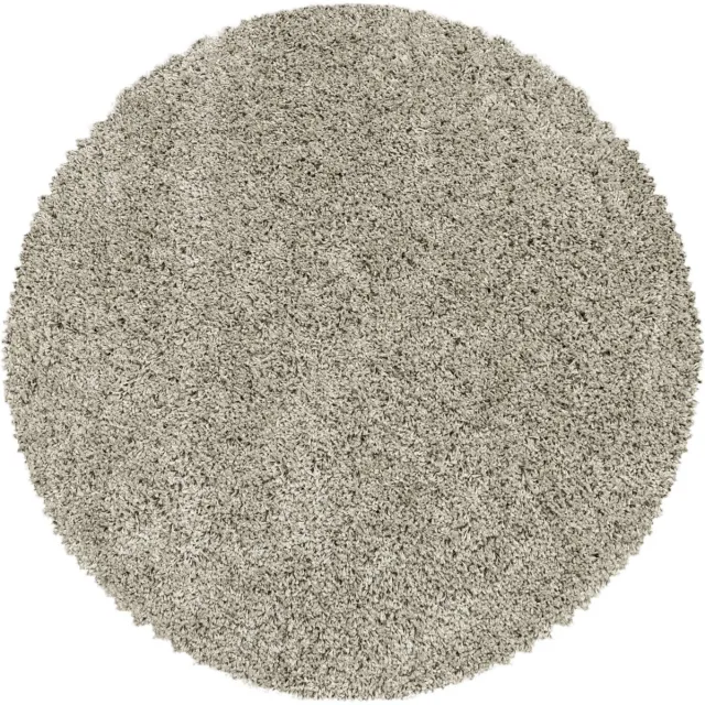 Ayyildiz Rond hoogpolig vloerkleed - Softy Beige Ø 160cm Wit