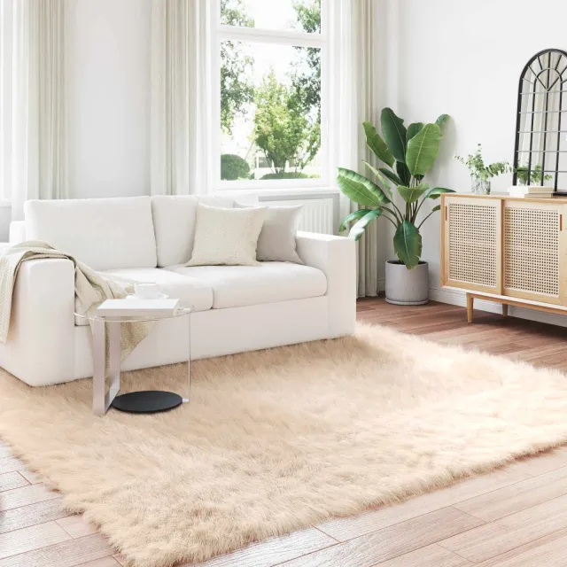 vidaXL Tapijt van imitatie TAFALLA Beige 200 x 200 cm Polyester, foto 2