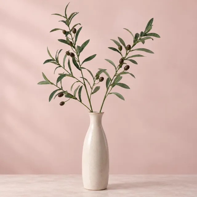 Bellatio Design Kunstplant Olijf takken - 2x - 75 cm - groen - olijfboom - siertakken stelen - decoratie