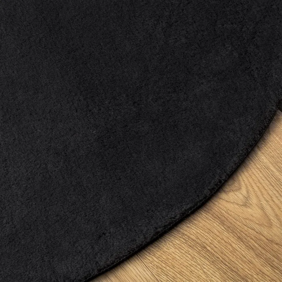 vidaXL Vloerkleed HUARTE laagpolig zacht wasbaar Ø 120 cm zwart, foto 3