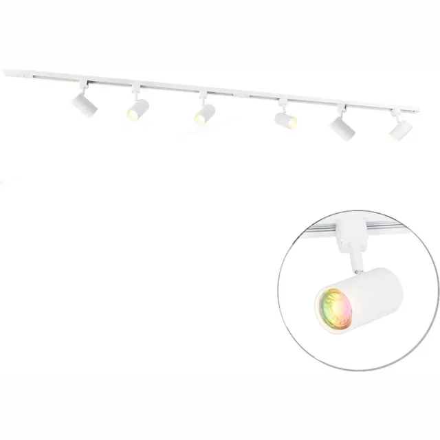 QAZQA iconic jeana - Moderne LED Spot railsysteem verlichting, railverlichting - 6 lichts - L 194 cm - Wit - Woonkamer | Slaapkamer | Keuken Wit Smart LED - 6 lichts