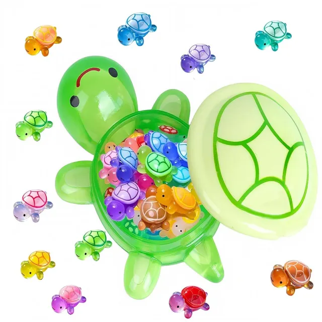 Duraxl Schildpadden tuindecoratie - 17 cm moederschildpad - 50 mini-schildpadden - Glow in the dark Groen