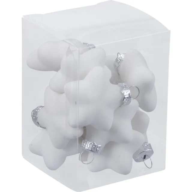 Othmar Decorations Kerstornamenten - sterren - 12x st - wit - 4 cm - glas - mat/glans