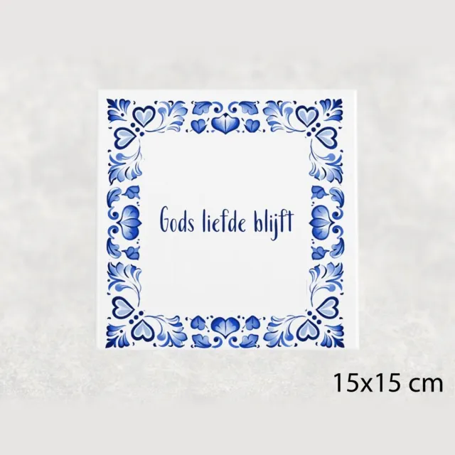 Voici Voilà Spreuk tegel 15x15 cm Gods liefde blijft Wit met tekst
