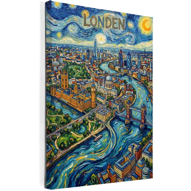 Wall-Art Stadskaart Londen op Canvas | Stadsposter Londen l 75x100cm Full color