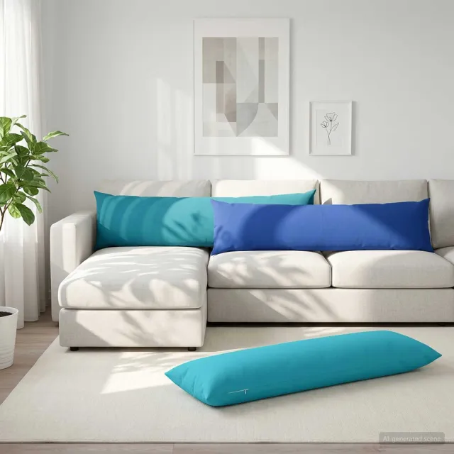 vidaXL Dekenkussen - 2 - st - HEERLEN - Turquoise - 40 - x - 145 - cm - Polyester, foto 2