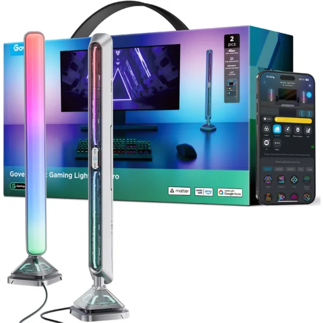 Govee Gaming Light Bars Pro - gaming verlichting - RGBIC - app-bediening - Alexa/Google - Matter compatibel Grijs