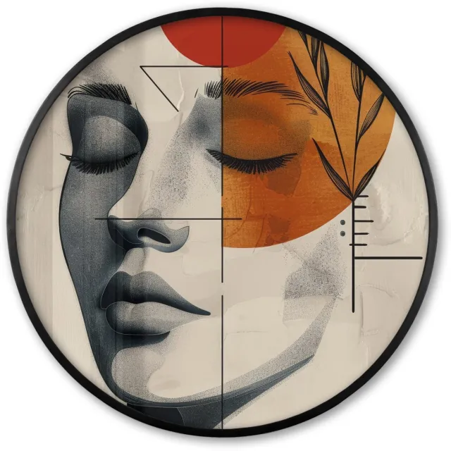 FrameYourWall Poster in lijst Rond - Fotolijst 80x80 cm - Posters - Gezicht - Cirkels - Kunst - Modern - Ronde posterlijst zwart - Decoratie - Wanddecoratie woonkamer - Muurdecoratie slaapkamer