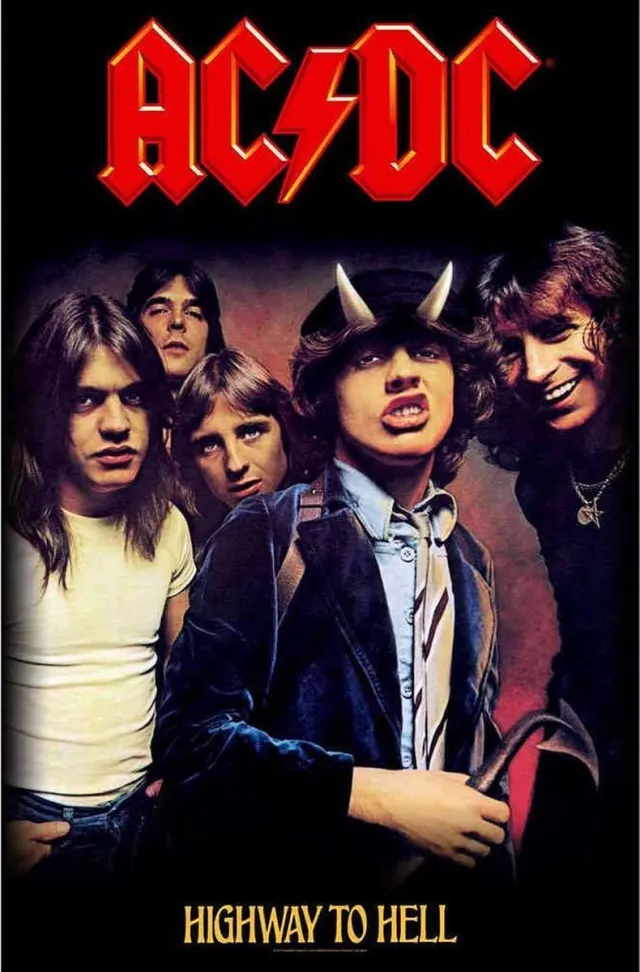 Rock Off Poster - Ac/dc Textiel Highway To Hell - 106 X 70 Cm - Multicolor Multicolours