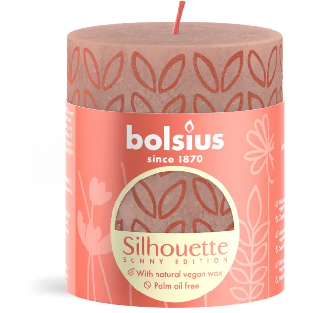 Bolsius Stompkaars Rustiek Print Misty Pink - 8 cm / ø 7 cm