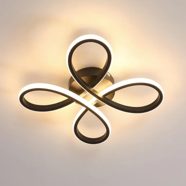 Haobosic Plafondlamp - 30cm - Mediuum - LED - 28W - 3500LM - Zwarte - Bloemvormen - Warm Wit Licht - 3000K