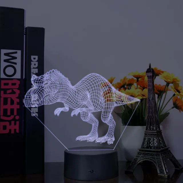 MC Living 3D Led Lamp Met Gravering - RGB 7 Kleuren - Dinosaurus