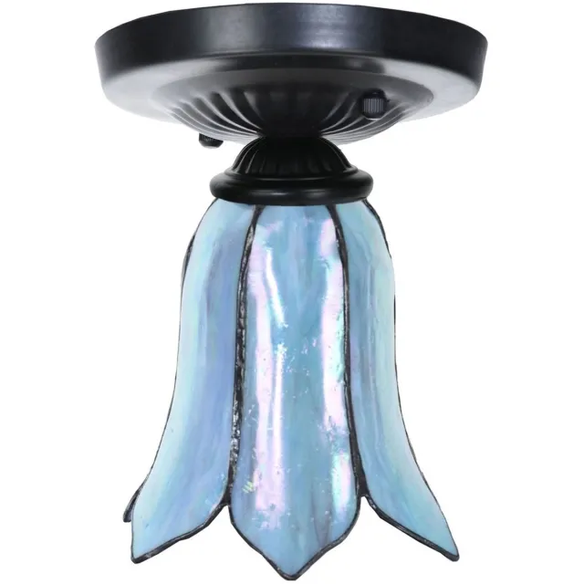 Coloured by Art Tiffany plafonnière zwart met Gentian Blue - Art Deco Trade