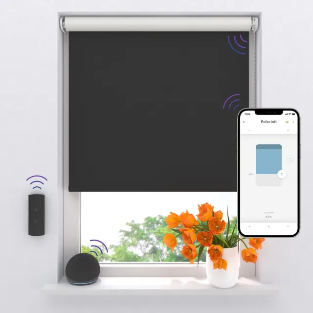 DTCH Elektrisch Rolgordijn Verduisterend - Easy - Black - 80 x 190 cm - Motionblinds CMD-02-P
