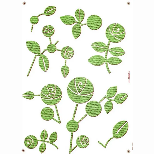 Komar Muursticker - Groene Bladeren en takjes - Natuur Grafisch - Zelfklevend - Muurdecoratie - Stickers - 50 x 70 cm - Komar