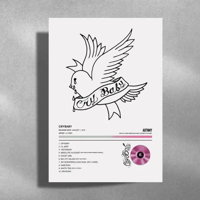 Luxe poster Lil Peep - CryBaby - Metalen Poster 30x40cm Zwart
