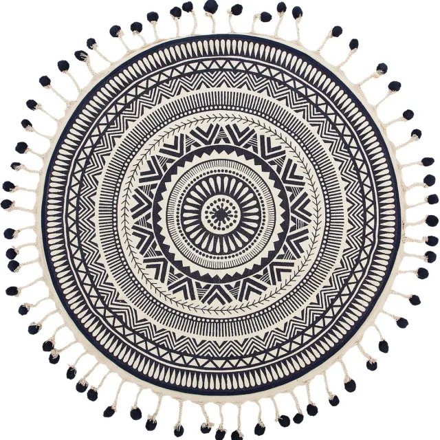 Beliani TATVAN - Laagpolig vloerkleed - Marineblauw - 120 cm - Katoen