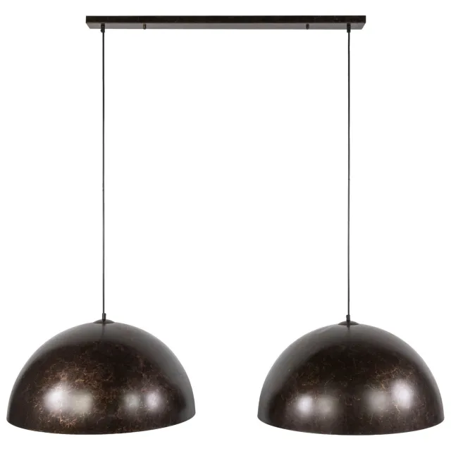 Nest of Nora Hanglamp Norva - 2-lichts - Grote metalen kap ø60 cm - Bruin Donkerbruin