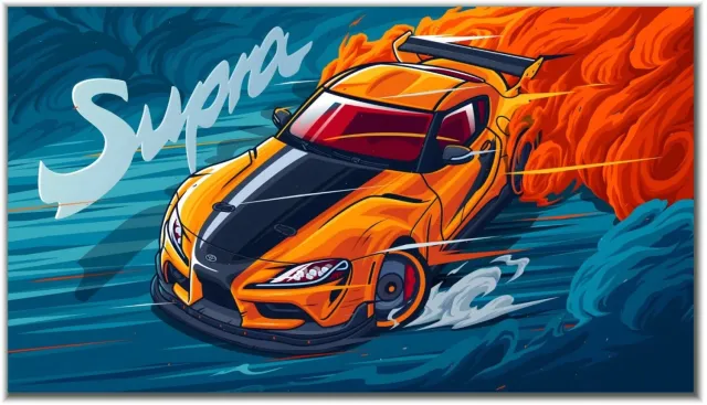 Postertje.nl Poster Toyota GR Supra raceauto – 120 × 67,5 cm Bruin