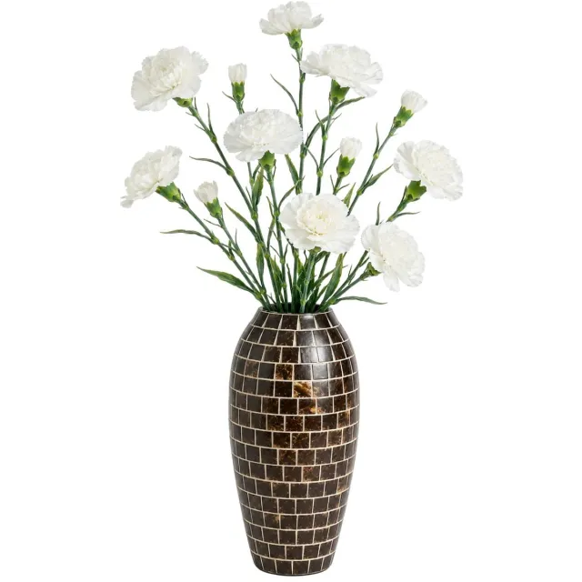 Mica Decorations Kunstbloem Anjer Floristic - 8x - H71 cm - wit - kunststof - stelen kunstbloemen - boeket - witn bloemetjes