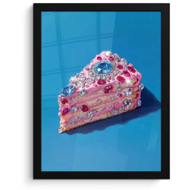 FrameYourWall Poster in lijst - Fotolijst 30x40 cm - Posters - Taart - Edelstenen - Glitters - Roze - Posterlijst zwart - Decoratie - Wanddecoratie woonkamer - Muurdecoratie slaapkamer