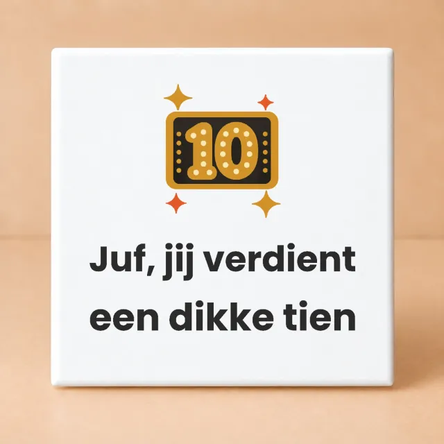 Bedruk King Retro jaren 70 Dag van de Leraar Bedanktegel – Dikke ronde letters voor waardering van juffen - 11 x 11 cm Wit