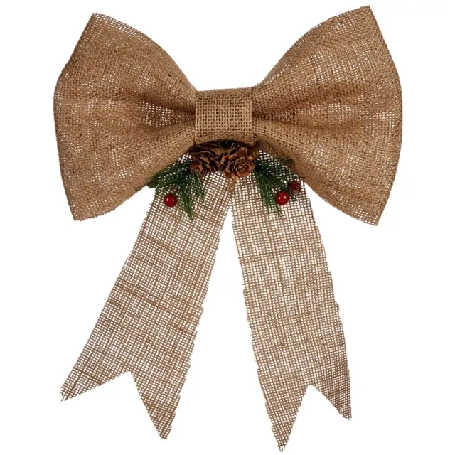 Arte r Kerstornament - strik - jute - beige - kunststof - 25x26 cm - kerstboomversiering