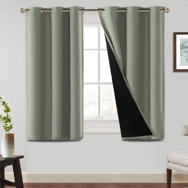 Unyqoos ® Complete Verduisterende Gordijnenset met Isolerende Eigenschappen voor Woonkamer en Slaapkamer, 2 Stuks groen
