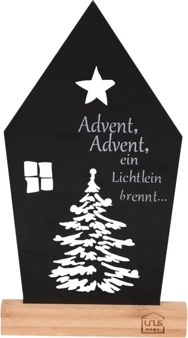 UNUS Staander decoratieve huis zwart boom ster decoratie kerst advent decoratie