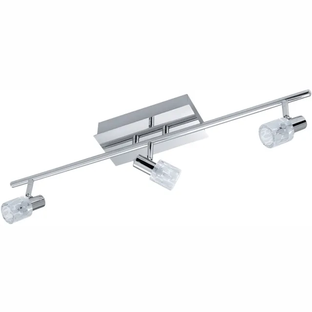 EGLO Plafondlamp 3-pits zwenkbare woonkamerlamp glas met motief, staal chroom, 3x G4 stopcontacten, L 58 cm zilver