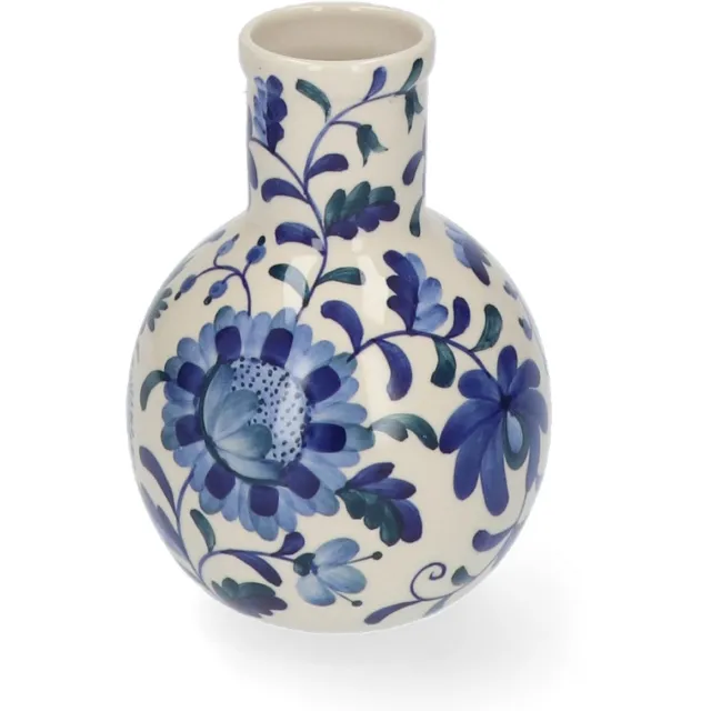 Return to Sender Vaas Rond - H15 cm - Bed of Flowers Blue - Handgeschilderd Round Bed of Flowers Blue