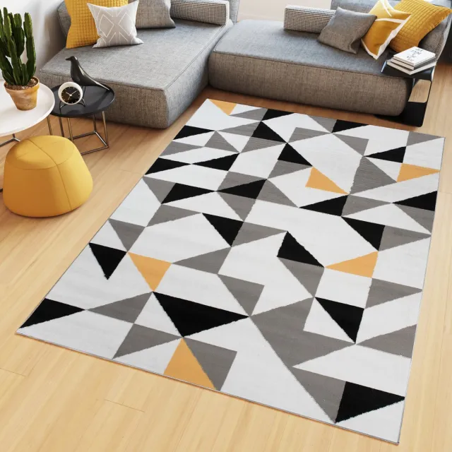 Tapiso Maya Vloerkleed Grijs Lichtgrijs Laagpolig Tapijten Maat- 80x150 Lichtgrijs Geel